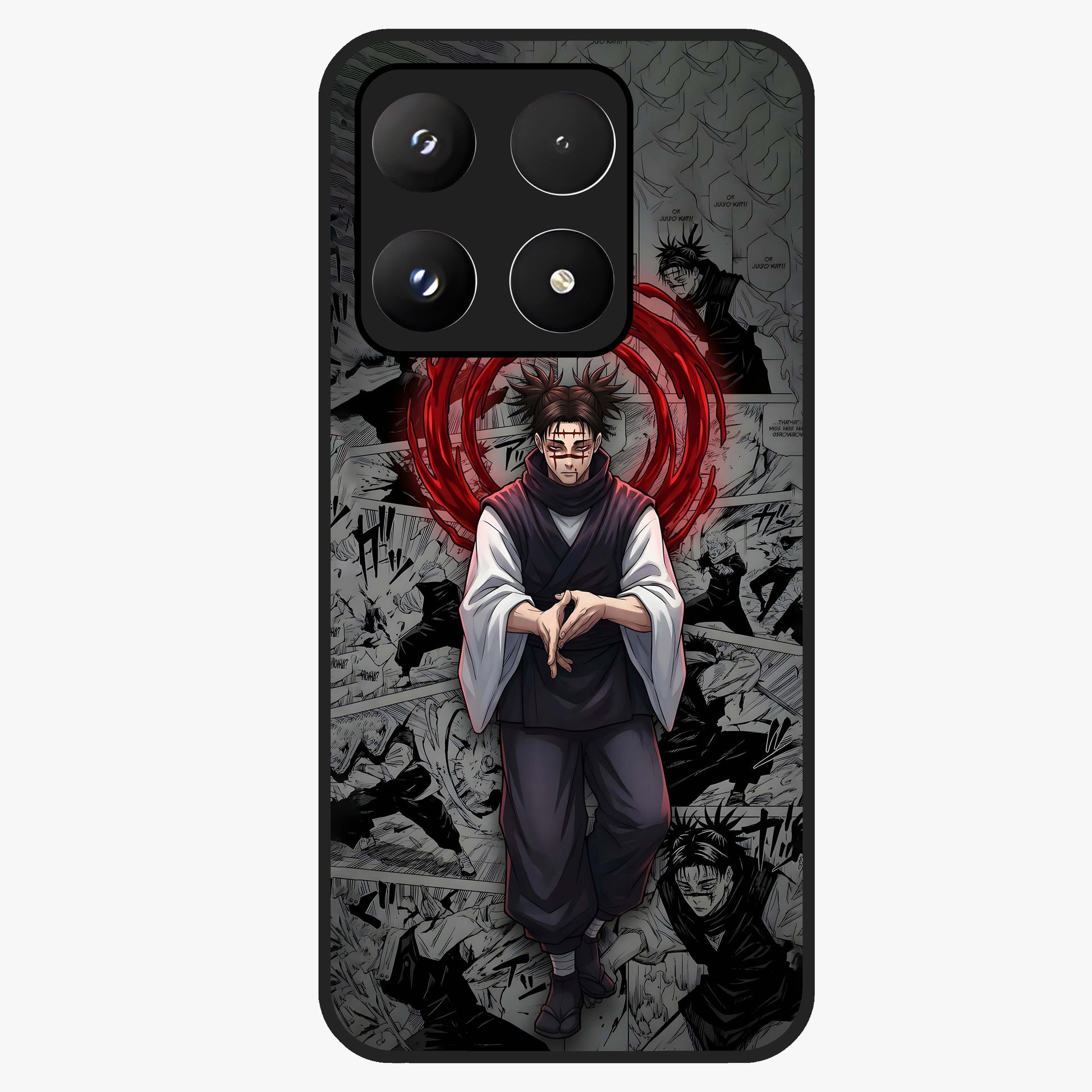 Cursed Ritual Ascension Glass Case showing flat back view with dark ritual themed artwork and glossy glass finish.