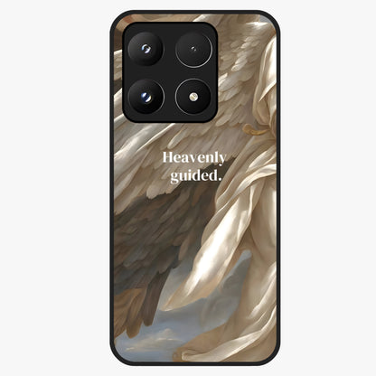 Divine Winged Grace Glass Case showing flat back view with elegant wing inspired artwork and glossy glass finish.