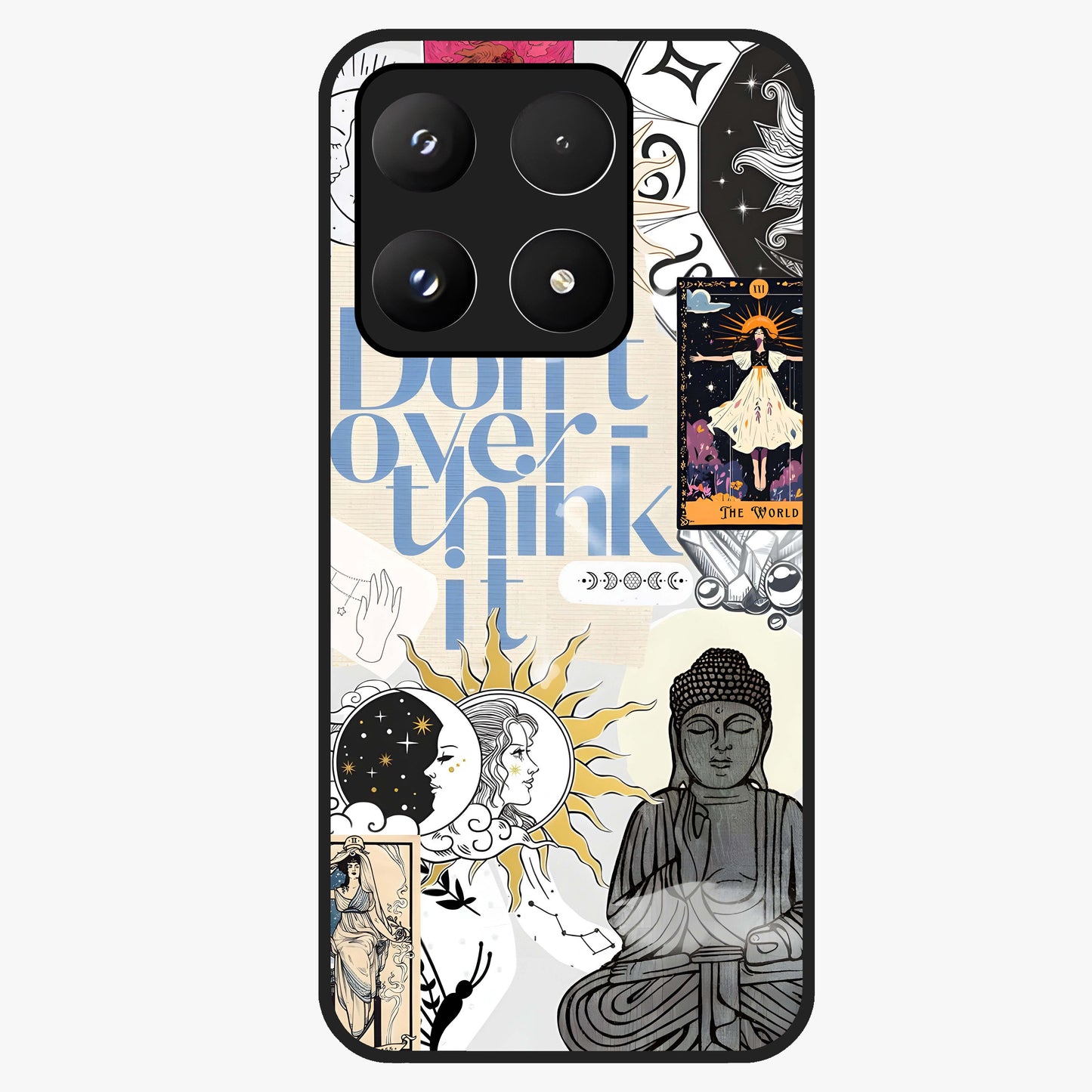 Ethereal Thoughts Glass Case showing flat back view with dreamy artistic artwork and glossy glass finish.