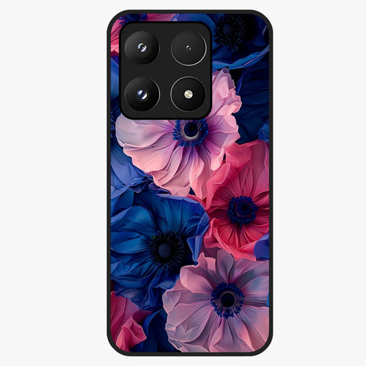 Flower Paper Art Pattern Glass Case showing flat back view with paper cut style floral artwork and glossy glass finish.