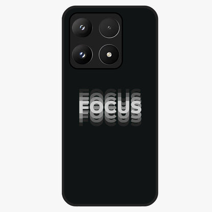 Focus Mode On Glass Case showing flat back view with bold motivational typography design and glossy glass finish.