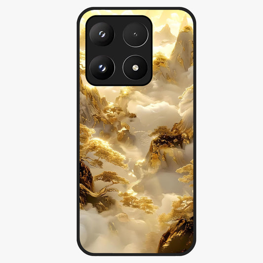Gates Of Illumination Glass Case showing flat back view with mystical illuminated gate artwork and glossy glass finish.