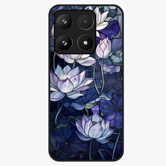 Gloss Petal Rush Glass Case showing flat back view with glossy flower petal artwork and smooth glass finish.