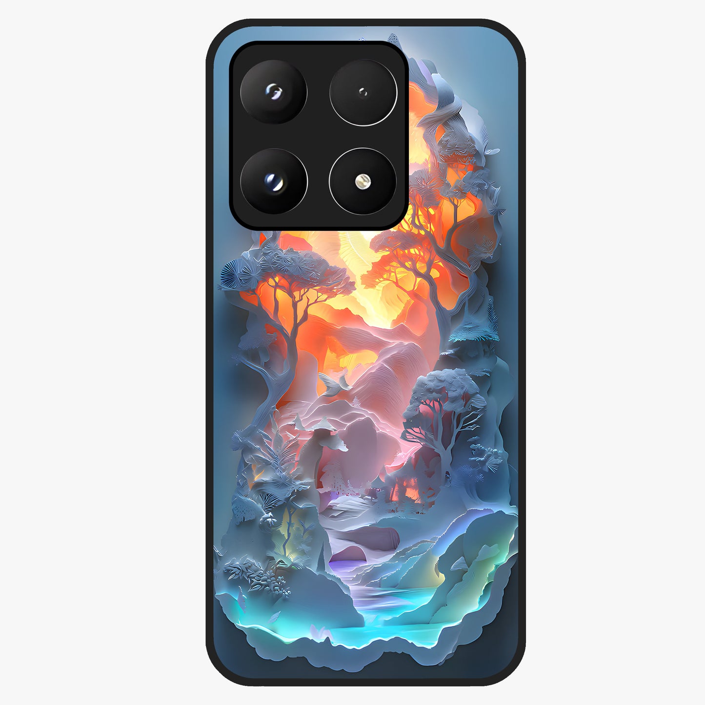 Glow Forest Portal Glass Case showing flat back view with glowing forest portal artwork and glossy glass finish.