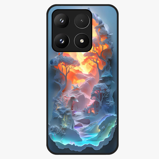 Glow Forest Portal Glass Case showing flat back view with glowing forest portal artwork and glossy glass finish.
