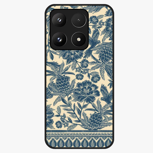 Heirloom Wild Bloom Glass Case showing flat back view with vintage inspired wild flower artwork and glossy glass finish.