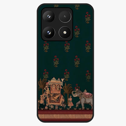 Macmerise Glass Case showing flat back view with stylish modern artwork and glossy glass finish.
