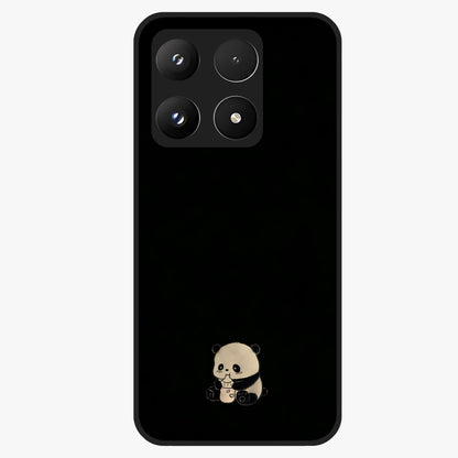 Midnight Panda Love Glass Case showing flat back view with cute panda themed artwork and glossy glass finish.