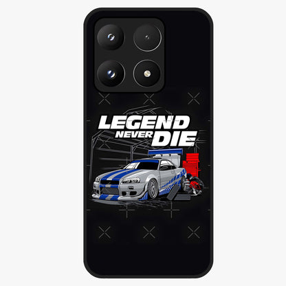 Midnight Racing Legacy Glass Case showing flat back view with sleek racing inspired artwork and glossy glass finish.