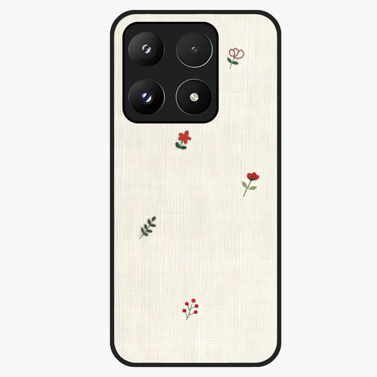 Minimal Petal Whispers Glass Case showing flat back view with soft minimal floral artwork and glossy glass finish.