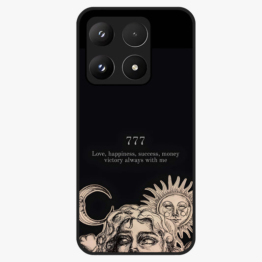 Mystic Victory Aura Glass Case showing flat back view with victory symbol artwork and glossy glass finish.