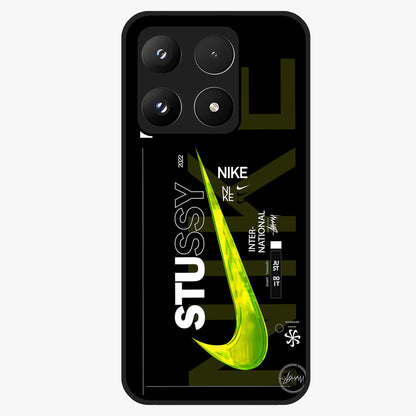Neon Street Edition Glass Case showing flat back view with neon street style artwork and glossy glass finish.