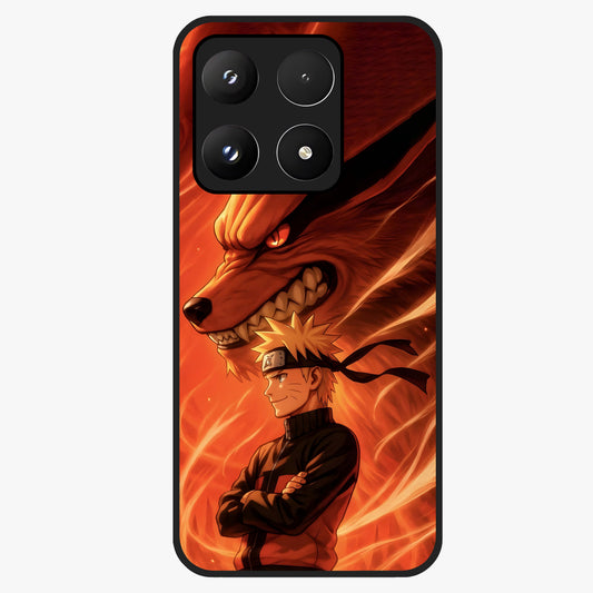 Nine Tails Legacy Glass Case showing flat back view with powerful nine-tailed fox inspired artwork and glossy glass finish.