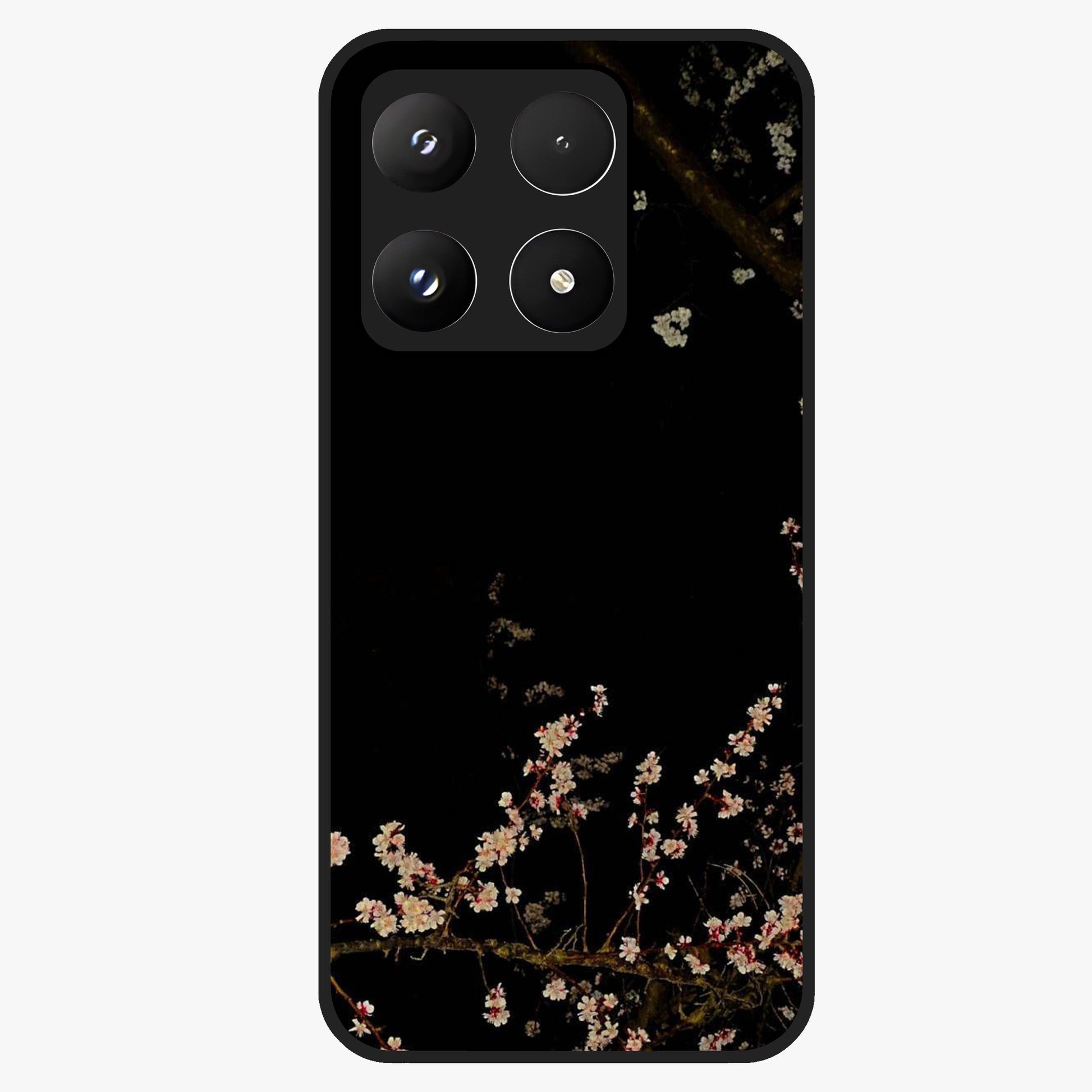 Petal Moon Light With Custom Name Glass Case showing flat back view with floral moonlight artwork and personalized name design.