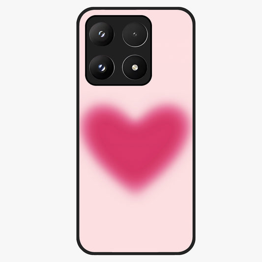 Pink Aura Heart Glass Case showing flat back view with glowing heart artwork and glossy glass finish.