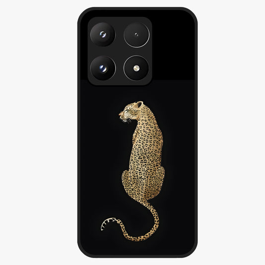 Regal Leopard Glass Case showing flat back view with bold leopard artwork and glossy glass finish.