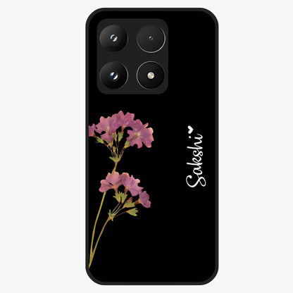 Riching Lavender Flower Custom Name Glass Case showing flat back view with lavender floral artwork and personalized name design.
