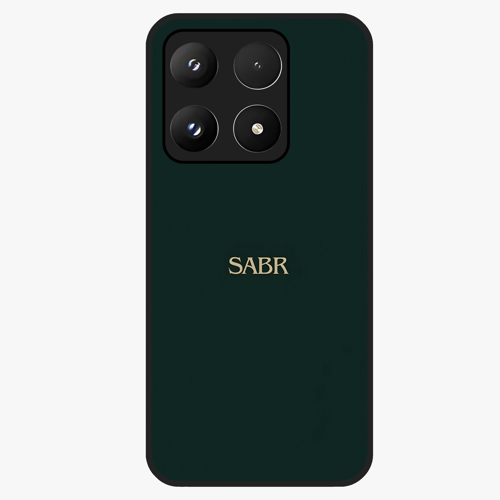 Sabr Minimal Patience Glass Case showing flat back view with minimalist typography artwork and glossy glass finish.