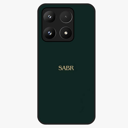 Sabr Minimal Patience Glass Case showing flat back view with minimalist typography artwork and glossy glass finish.