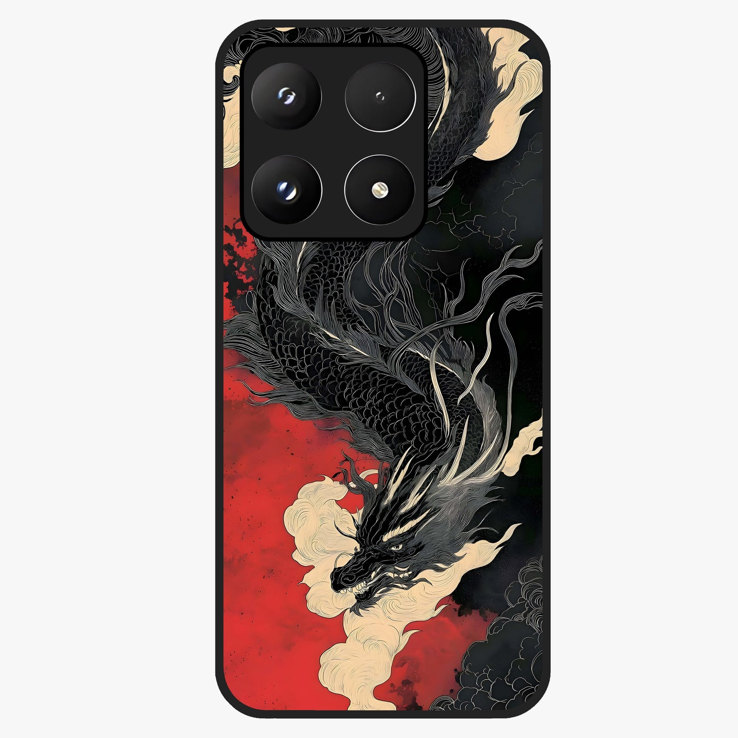 Shadow Dragon Fury Glass Case showing flat back view with fierce dragon artwork and glossy glass finish.