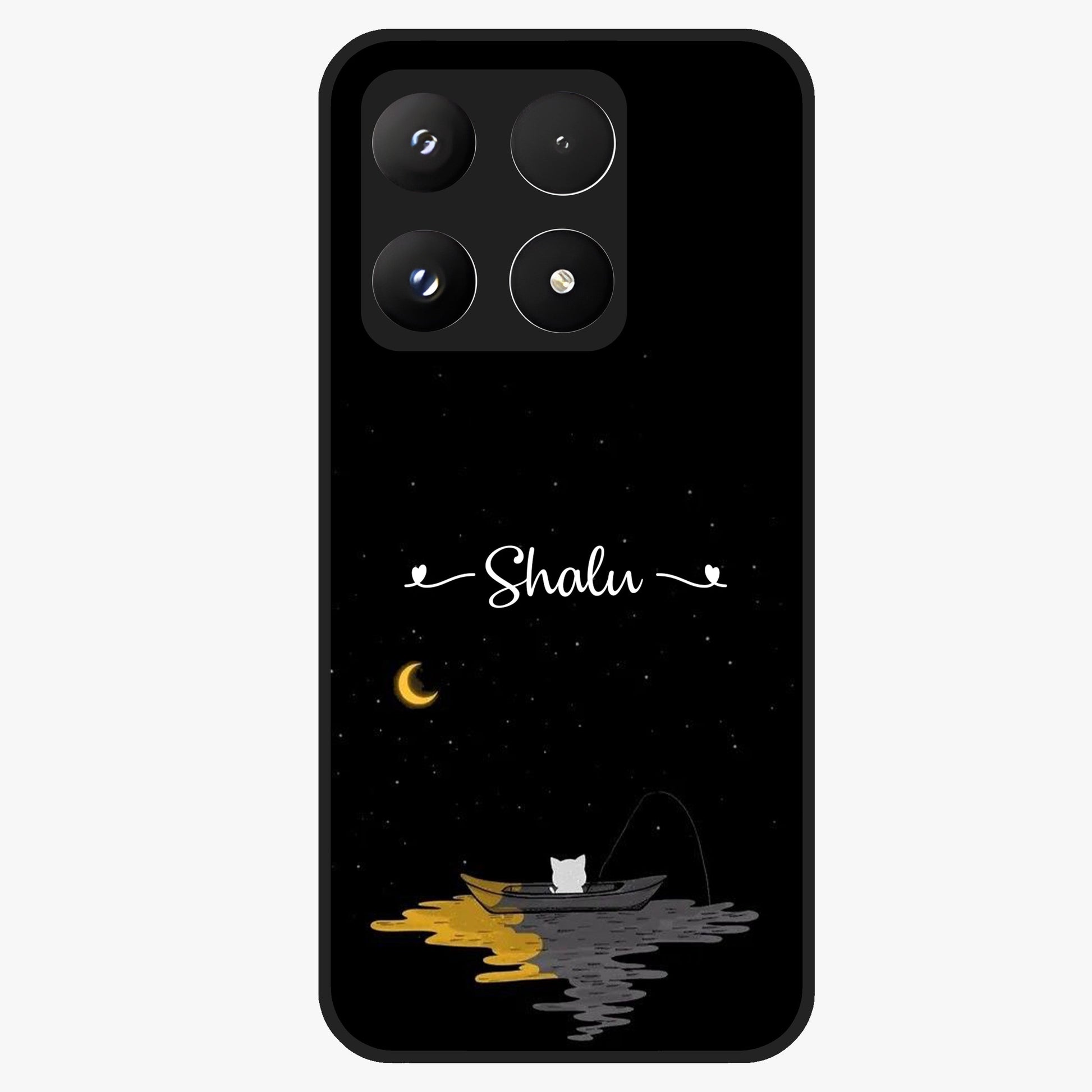 Silent Night Row Glass Case showing flat back view with calm night themed artwork and glossy glass finish.
