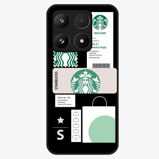 Starbucks Mocha Glass Case showing flat back view with coffee inspired artwork and glossy glass finish.