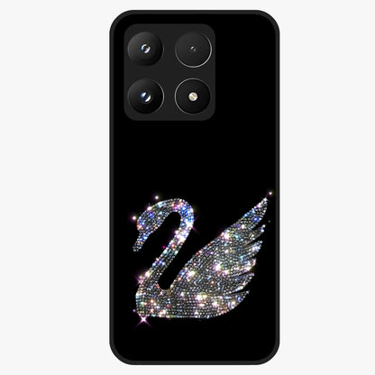 Starlit Swan Grace Glass Case showing flat back view with graceful swan artwork under starry sky and glossy glass finish.