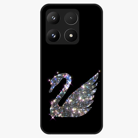 Starlit Swan Grace Glass Case showing flat back view with graceful swan artwork under starry sky and glossy glass finish.