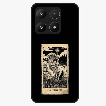 The Empress Glass Case showing flat back view with regal feminine artwork and glossy glass finish.