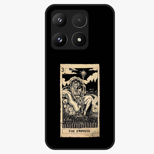 The Empress Glass Case showing flat back view with regal feminine artwork and glossy glass finish.