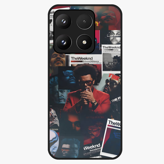 The Weeknd Glass Case showing flat back view with music inspired artistic portrait artwork and glossy glass finish.