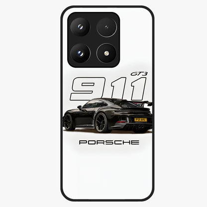 Turbo Legacy Icon Glass Case showing flat back view with iconic sports car inspired artwork and glossy glass finish.
