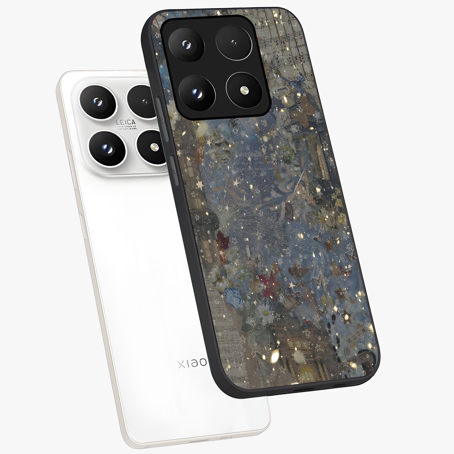 Aesthetic Astrolophia Glass Case displayed in angled mockup highlighting artistic aesthetic elements and smooth glass surface.