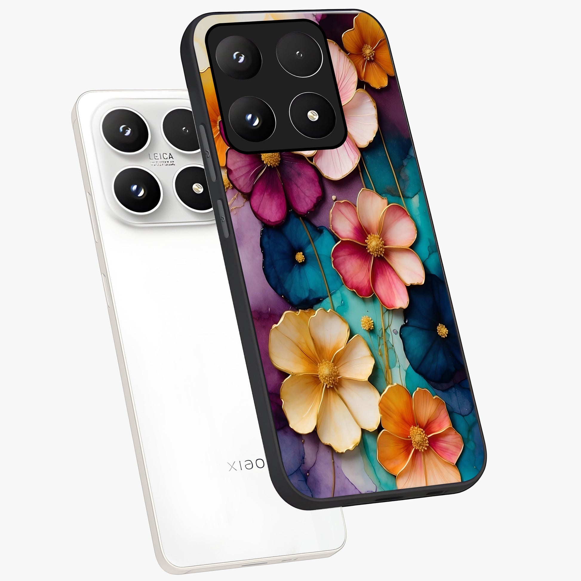 Artlyn Grace Flower Pattern Glass Case displayed in angled mockup highlighting delicate flower pattern design and smooth glass surface.