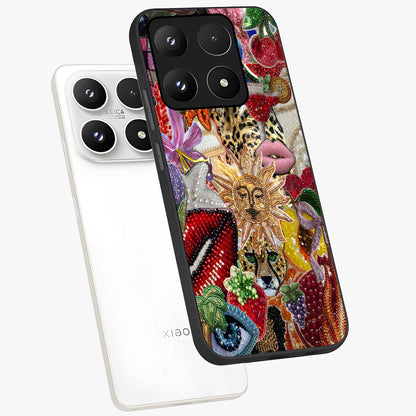 Beaded Fashion Jungle Glass Case displayed in angled mockup highlighting colorful fashion bead design and artistic pattern.
