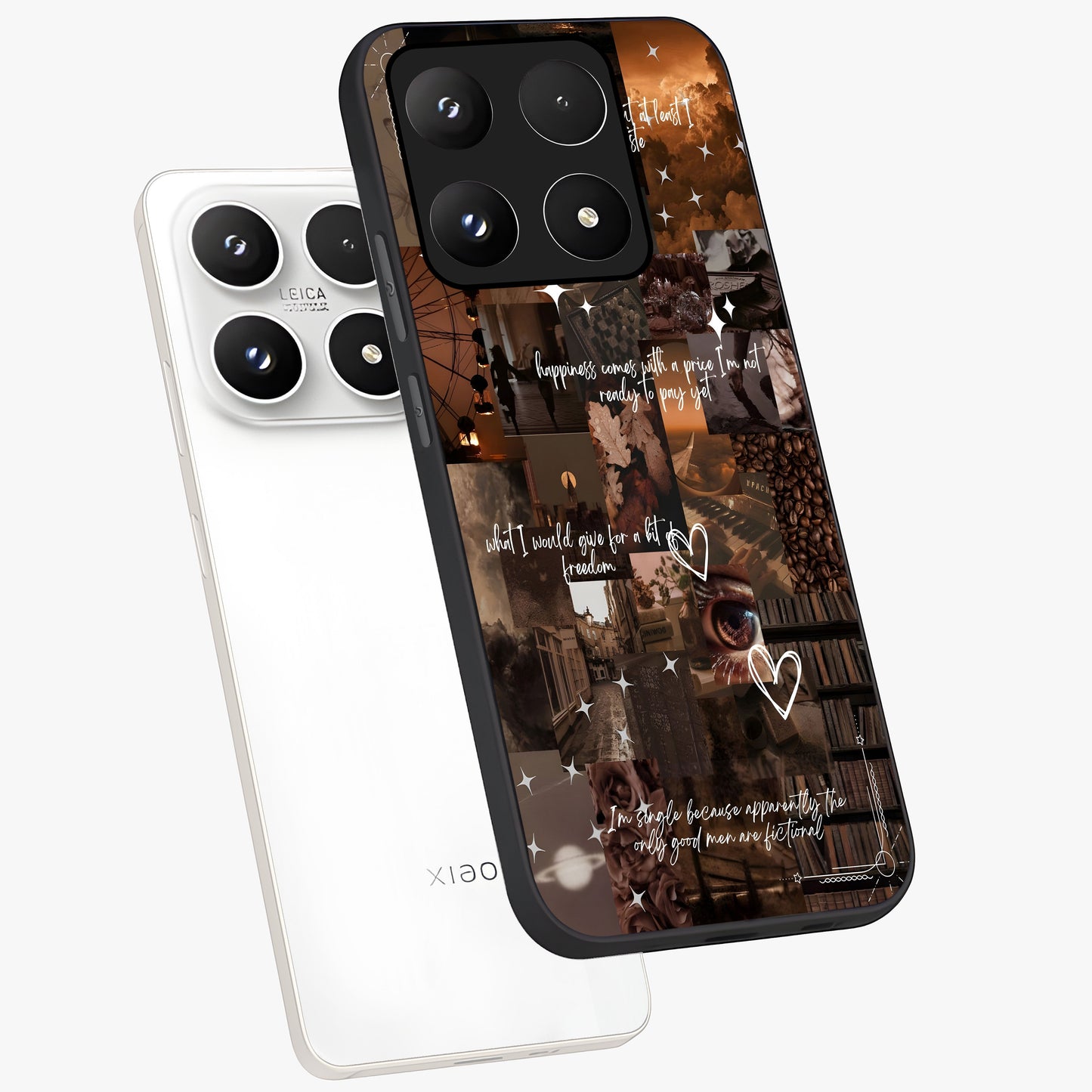 Bittersweet Aesthetic Chaos Glass Case displayed in angled mockup highlighting expressive abstract artwork and edgy aesthetic theme.