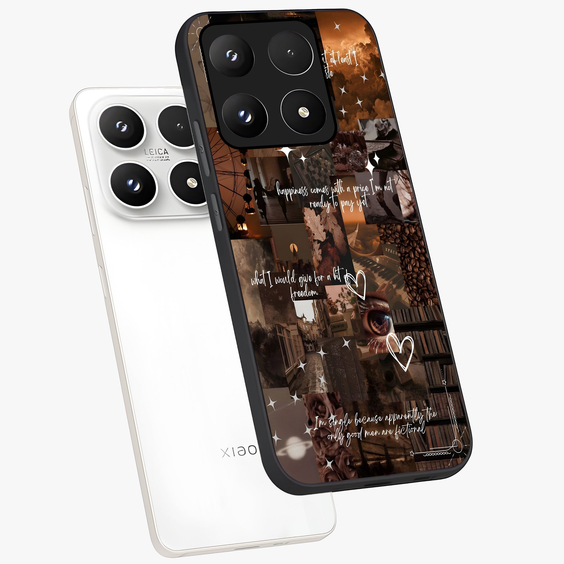 Bittersweet Aesthetic Chaos Glass Case displayed in angled mockup highlighting expressive abstract artwork and edgy aesthetic theme.