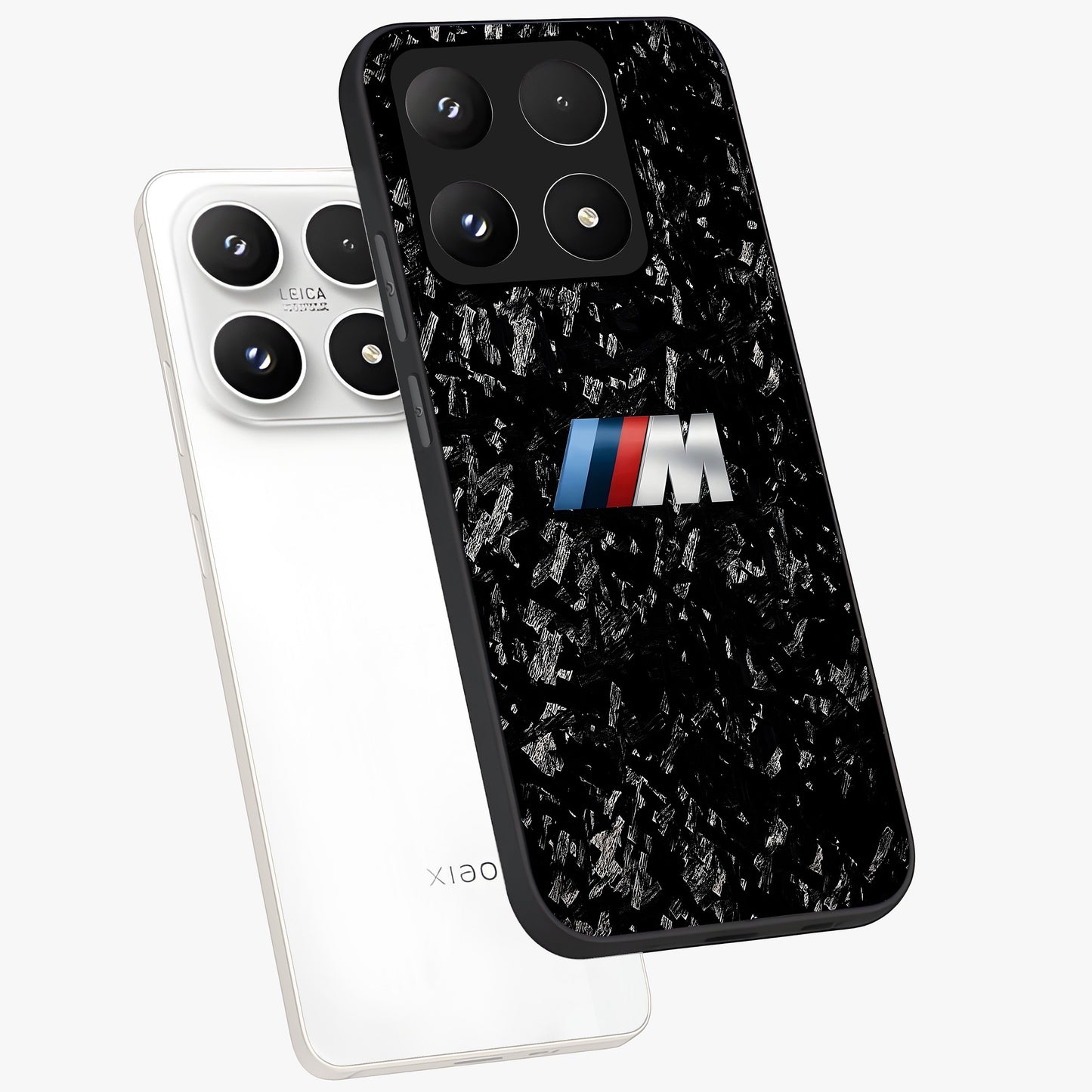 Carbon Speed Mark Glass Case displayed in angled mockup highlighting racing inspired carbon design and sleek aesthetic style.