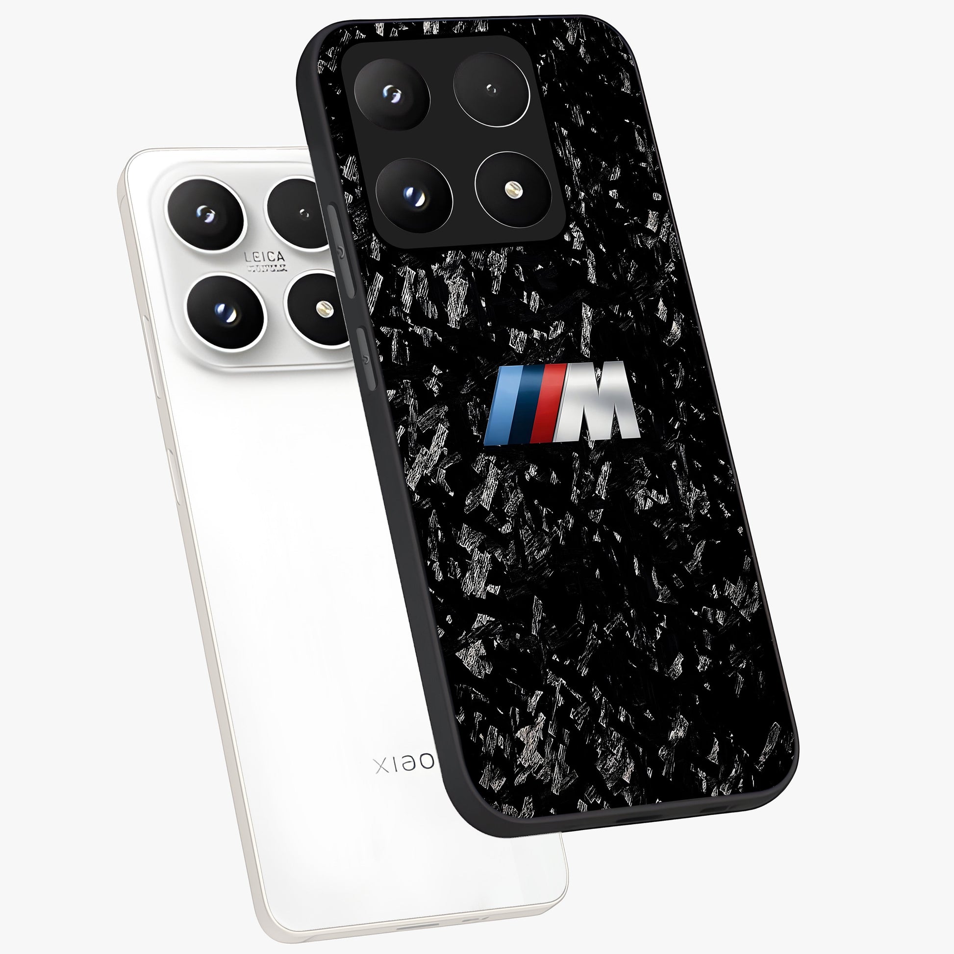 Carbon Speed Mark Glass Case displayed in angled mockup highlighting racing inspired carbon design and sleek aesthetic style.