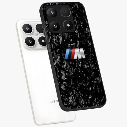 Carbon Speed Mark Glass Case displayed in angled mockup highlighting racing inspired carbon design and sleek aesthetic style.