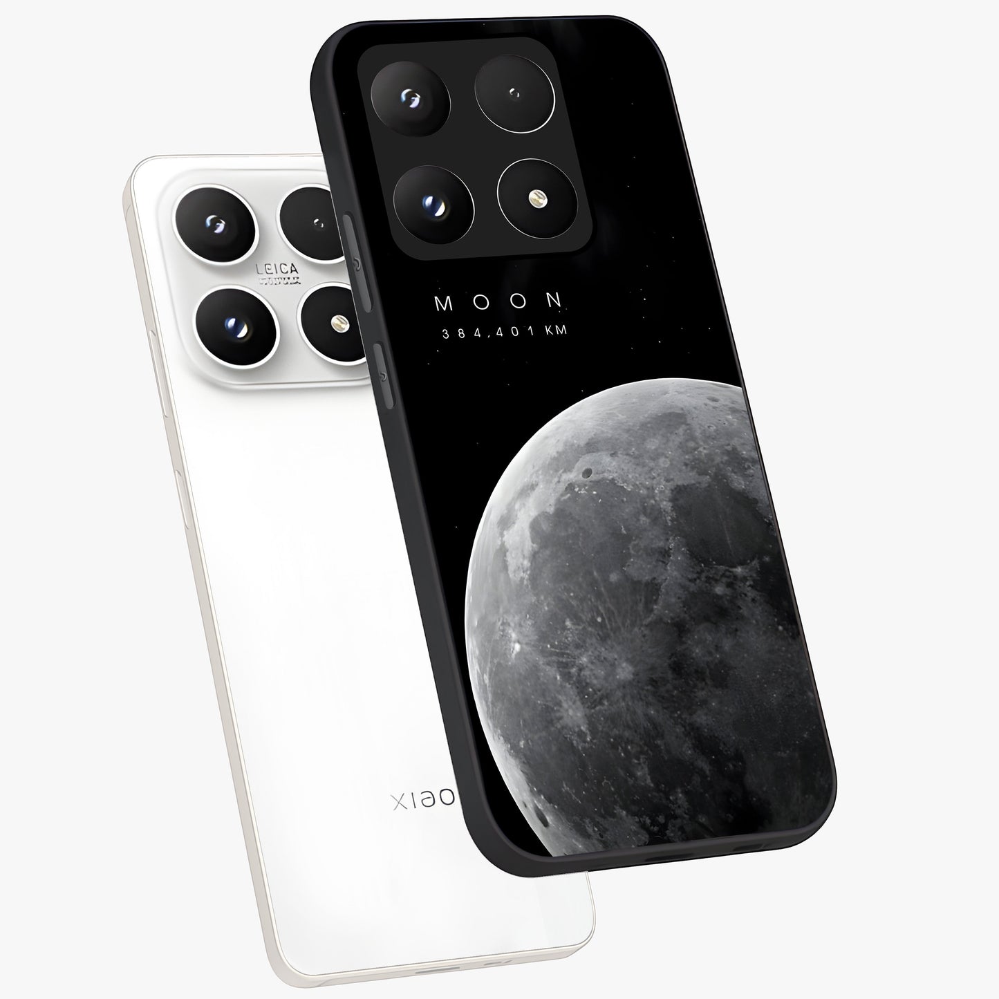 Cosmic Moon Glow Glass Case displayed in angled mockup highlighting celestial moon design with cosmic aesthetic theme.