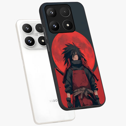 Crimson Moon Warlord Glass Case displayed in angled mockup highlighting dramatic crimson moon design with fantasy aesthetic.