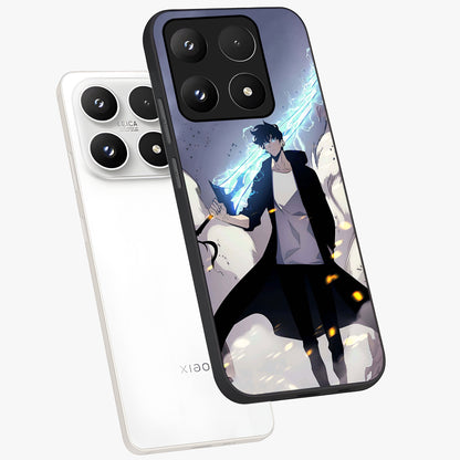 Dark Lightning Anime Warrior Glass Case displayed in angled mockup highlighting powerful lightning themed anime illustration.