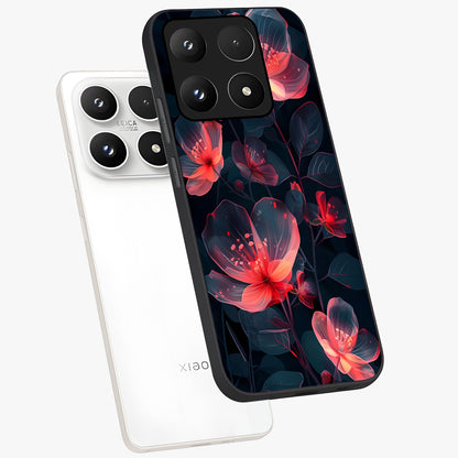 Dark Shade of Flower Glass Case displayed in angled mockup highlighting moody floral illustration with aesthetic dark tones.