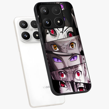 Eyes of Destiny Glass Case displayed in angled mockup highlighting bold eye illustration with mystical aesthetic style.