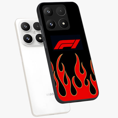 Fire F11 Glass Case displayed in angled mockup highlighting bold fire inspired graphic with energetic aesthetic style.