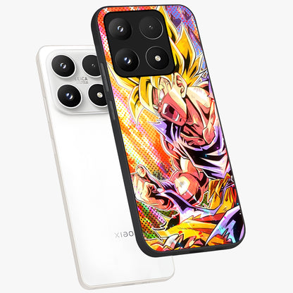 Firing Goku Glass Case displayed in angled mockup highlighting dynamic anime character design with action aesthetic.