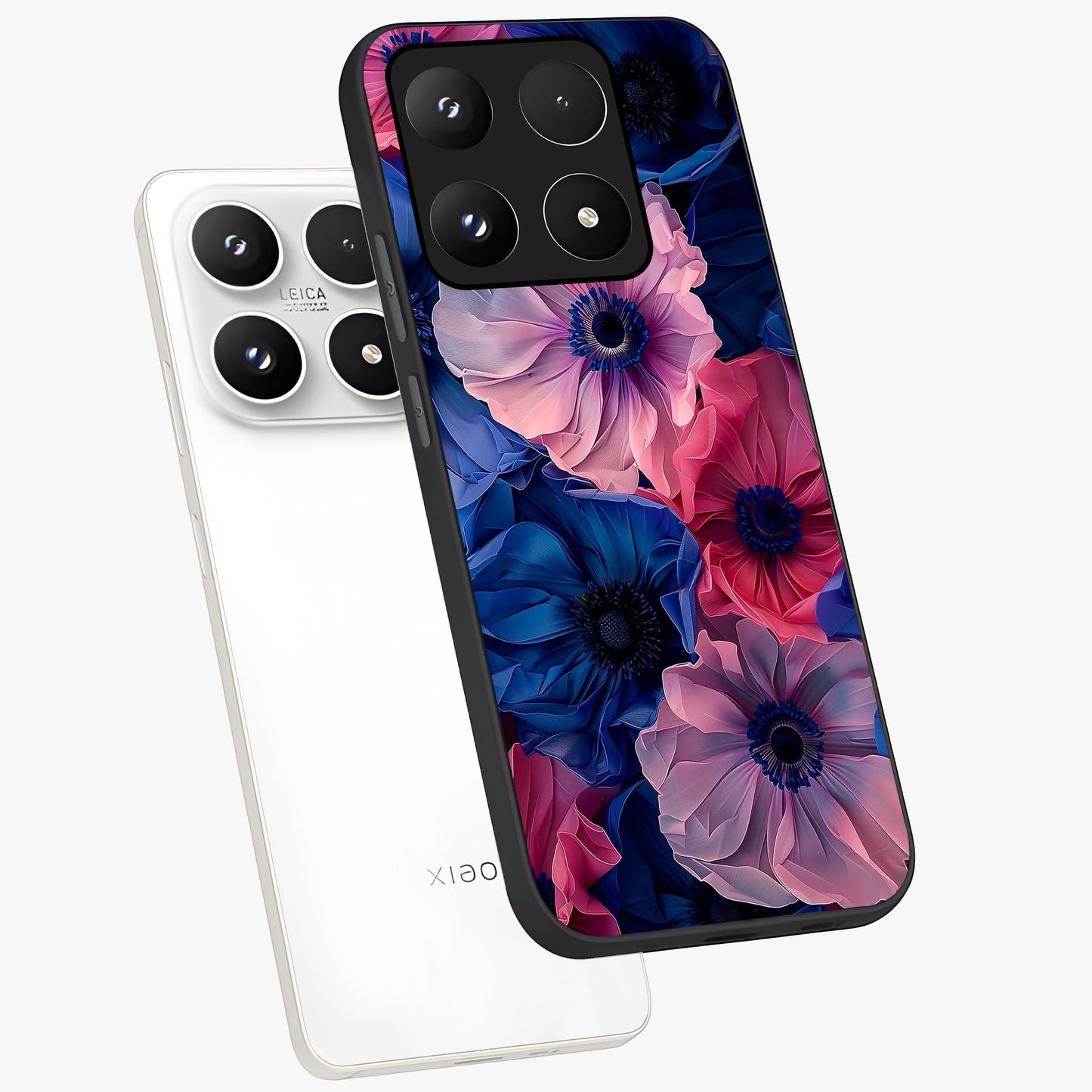 Flower Paper Art Pattern Glass Case displayed in angled mockup highlighting layered paper flower design with artistic aesthetic.