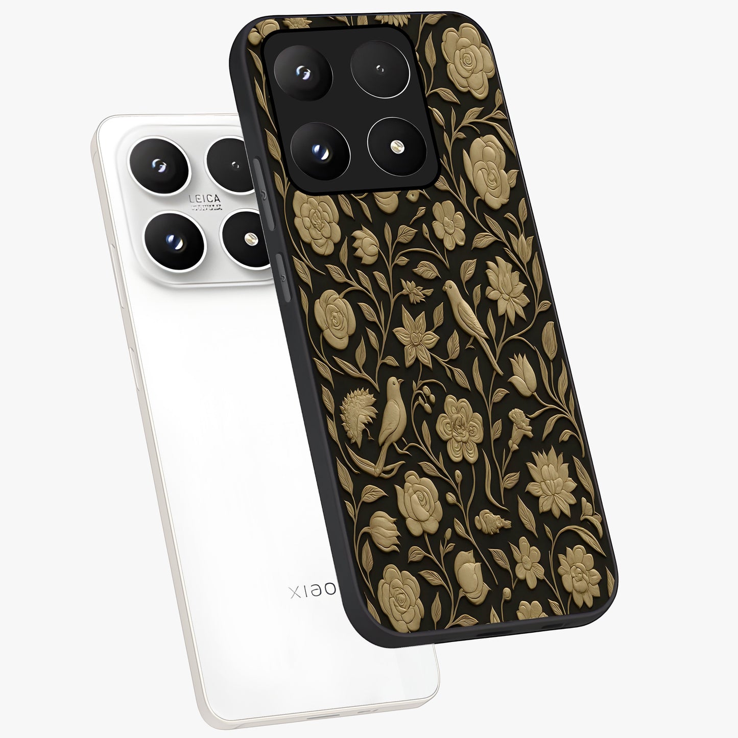 Golden Evil Eye Mandala Glass Case displayed in angled mockup highlighting protective evil eye symbol with golden mandala design.