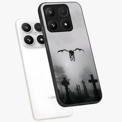 Graveyard Shadow Descent Glass Case displayed in angled mockup highlighting eerie shadow illustration with gothic aesthetic.